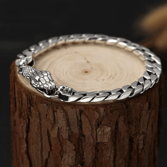 Snake Skull Cuban Link Bracelet