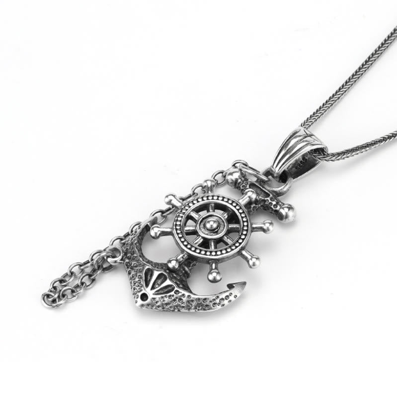 Marine Anchor Wheel Necklace