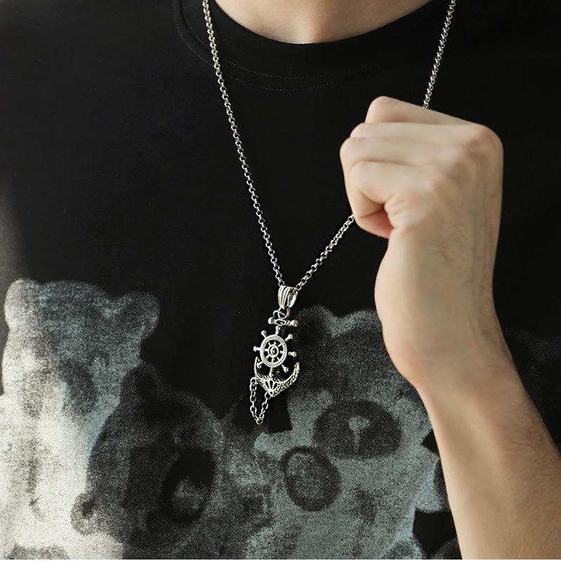 Marine Anchor Wheel Necklace