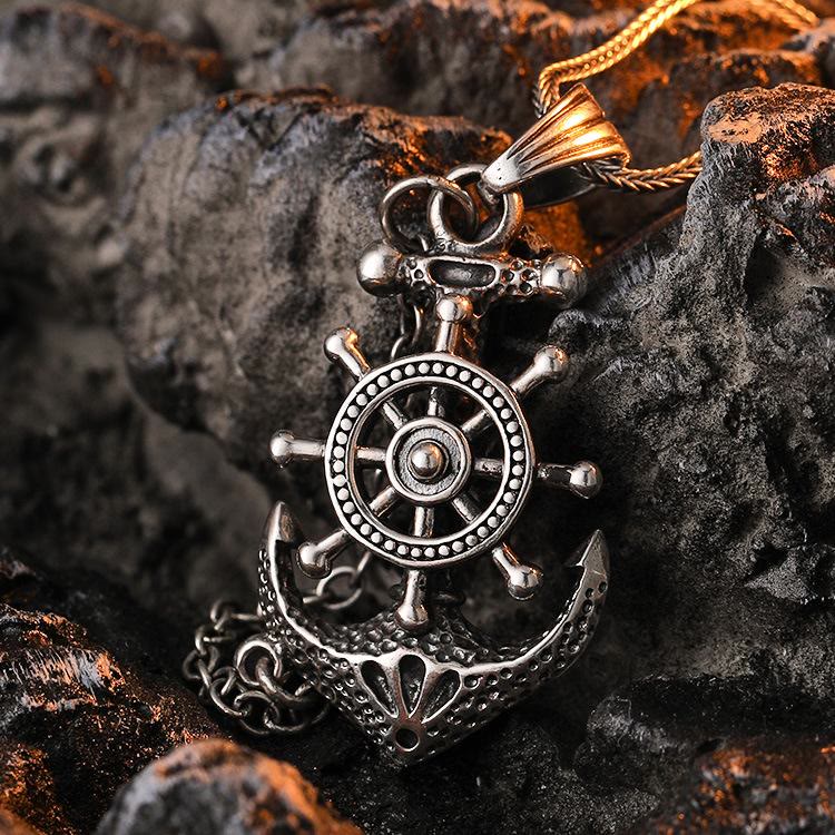 Marine Anchor Wheel Necklace