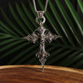 Bones of Faith Gothic Skull Cross Pendant Necklace
