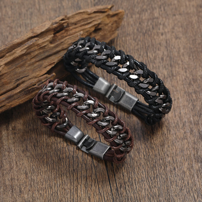 Leather Chain Woven Bracelet