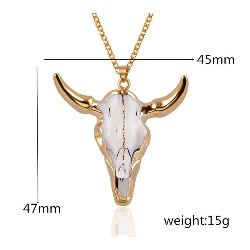 Gold White Longhorn Ox Necklace