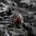 Gothic Red Stone Cross Ring