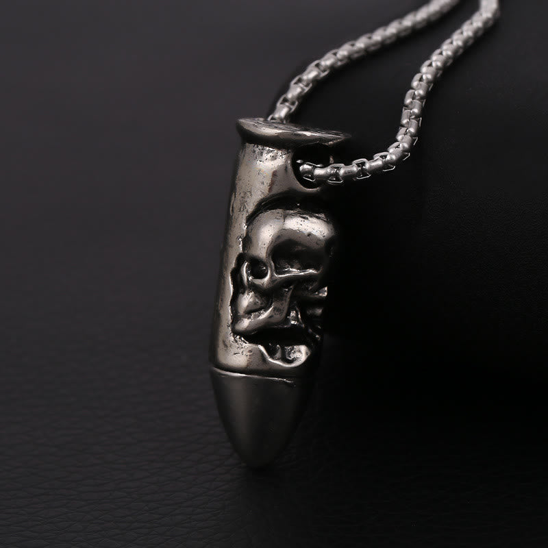 Skull Wrap Bullet Cross Necklace