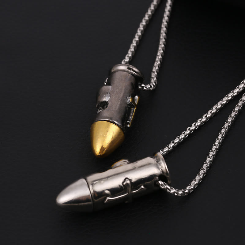 Skull Wrap Bullet Cross Necklace
