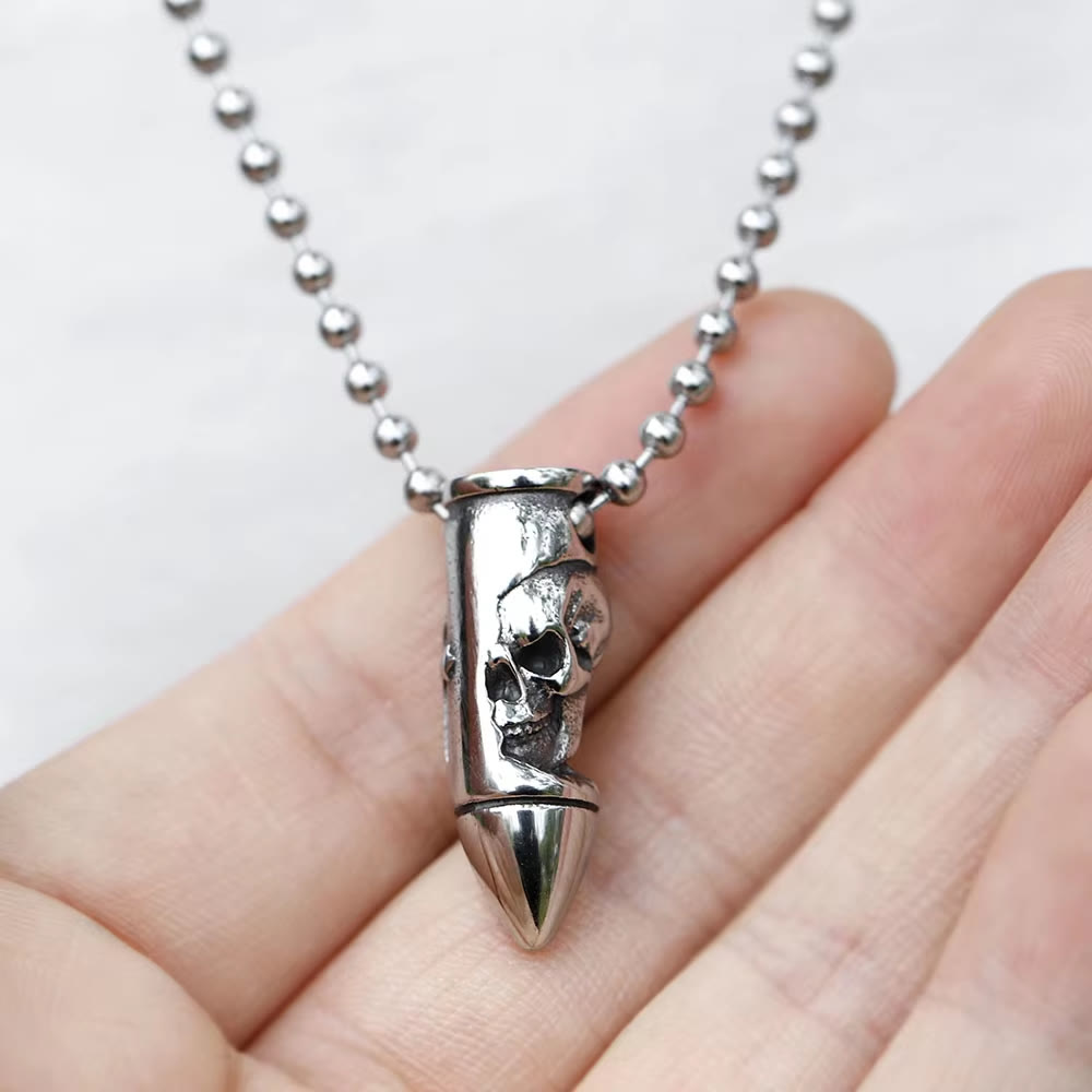 Skull Wrap Bullet Cross Necklace