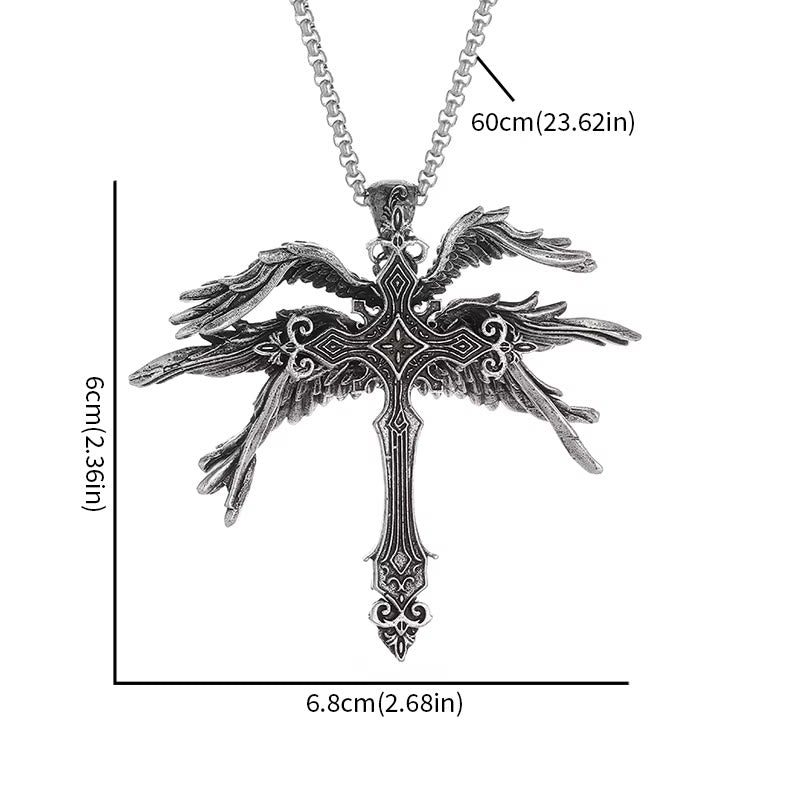 Holy Angel Six Wings Cross Necklace