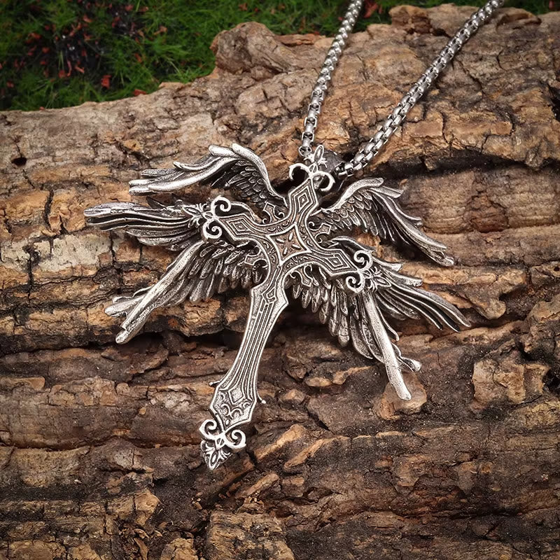 Holy Angel Six Wings Cross Necklace