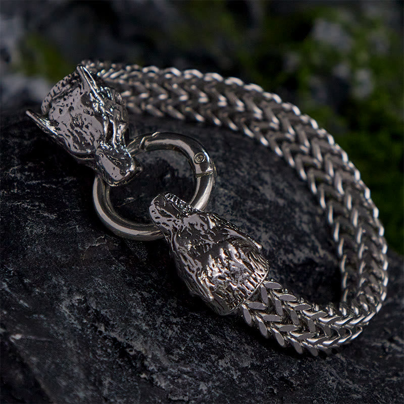 Fenrir's Bite - Stainless Steel Wolf Head Chain Pendant