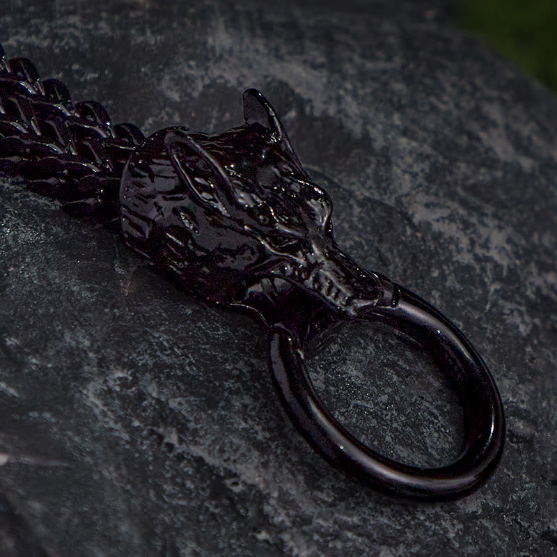 Fenrir's Bite - Stainless Steel Wolf Head Chain Pendant