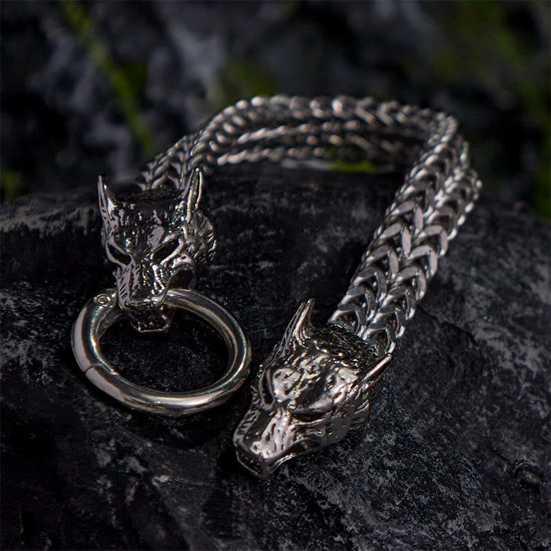 Fenrir's Bite - Stainless Steel Wolf Head Chain Pendant