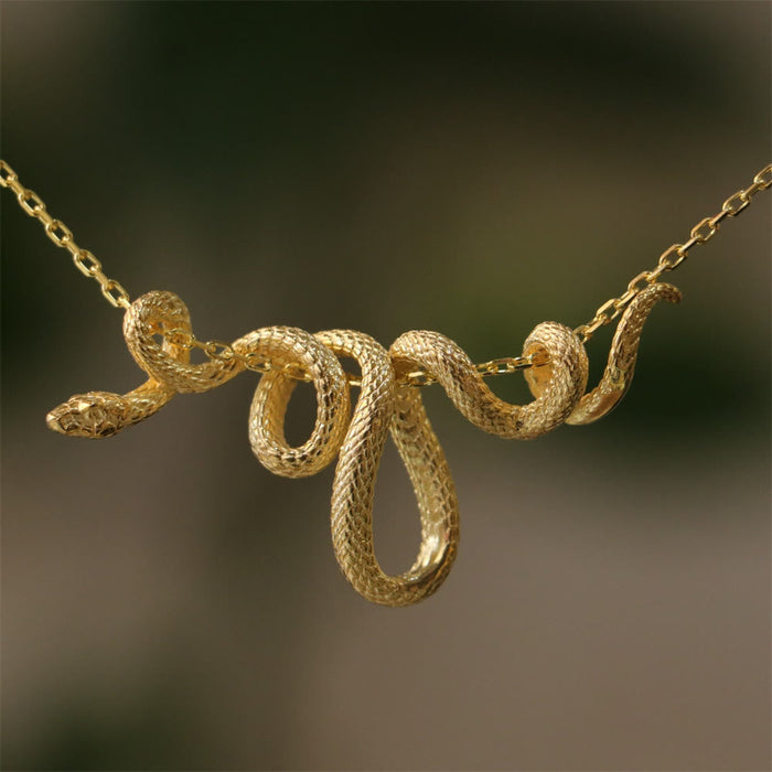 Glittering Golden Silver Snake Chain Necklace