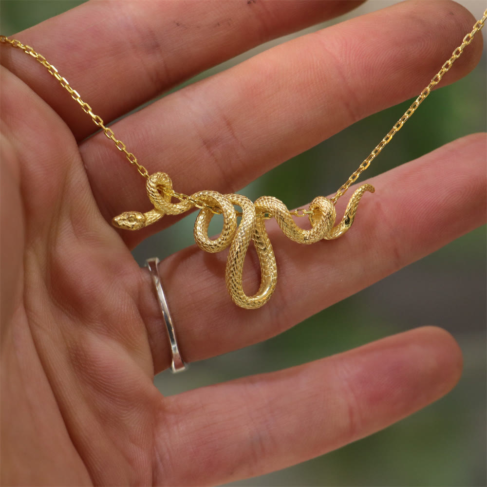 Glittering Golden Silver Snake Chain Necklace