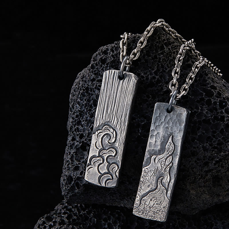 Handcrafted 925 Silver Waves Fire Necklace
