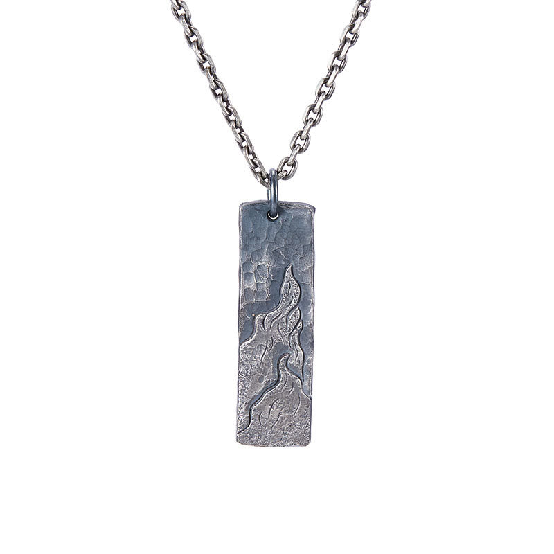 Handcrafted 925 Silver Waves Fire Necklace