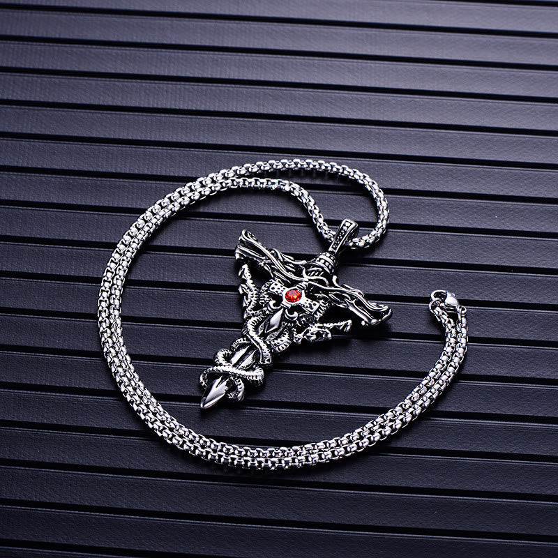 Retro Norse Dragon Cross Necklace