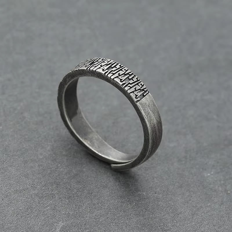 Retro Wood Grain Adjustable Stainless Steel Ring
