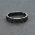 Retro Wood Grain Adjustable Stainless Steel Ring