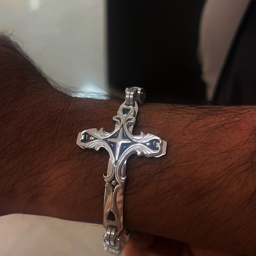 Byzantine Chain Cross Charm Bracelet
