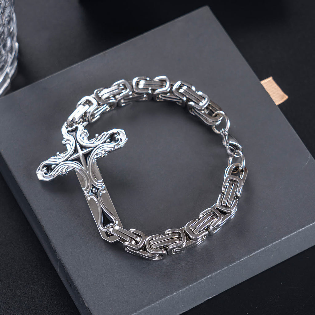 Byzantine Chain Cross Charm Bracelet