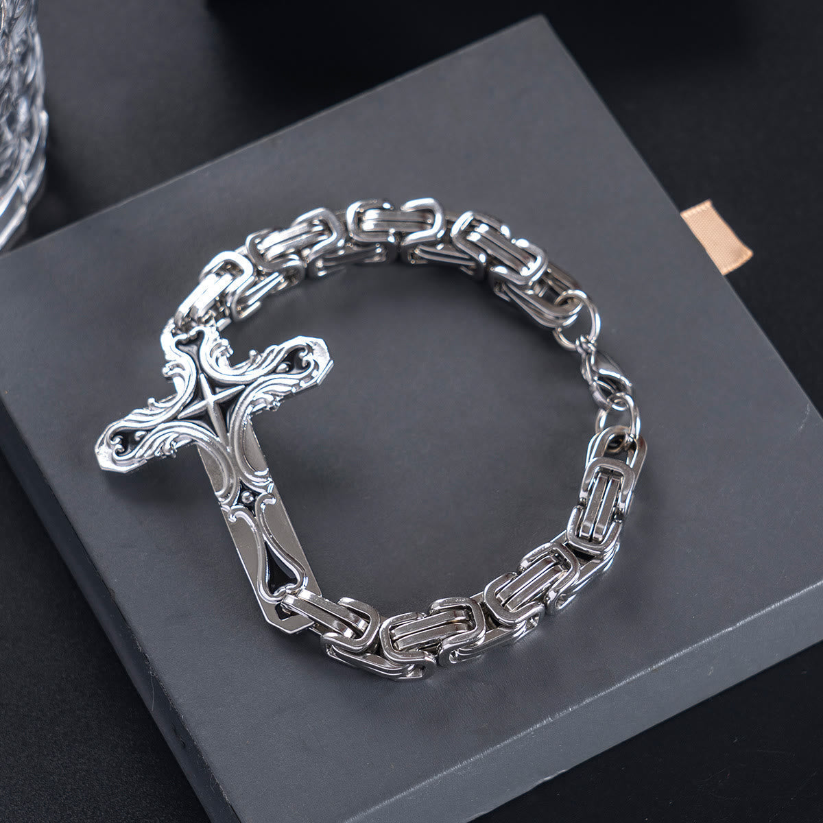 Byzantine Chain Cross Charm Bracelet