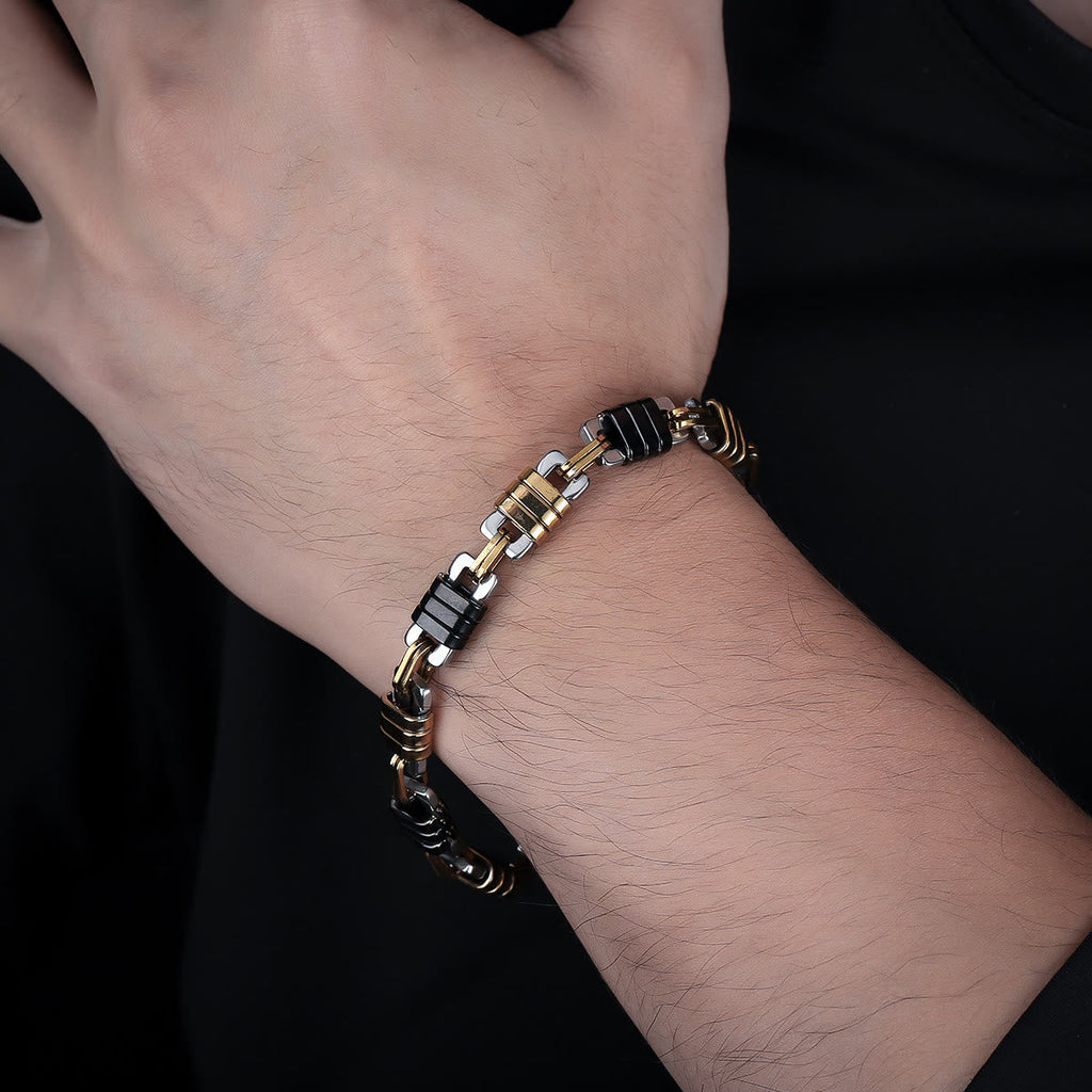 Stainless Steel Mens Polished Chain Link Bracelet