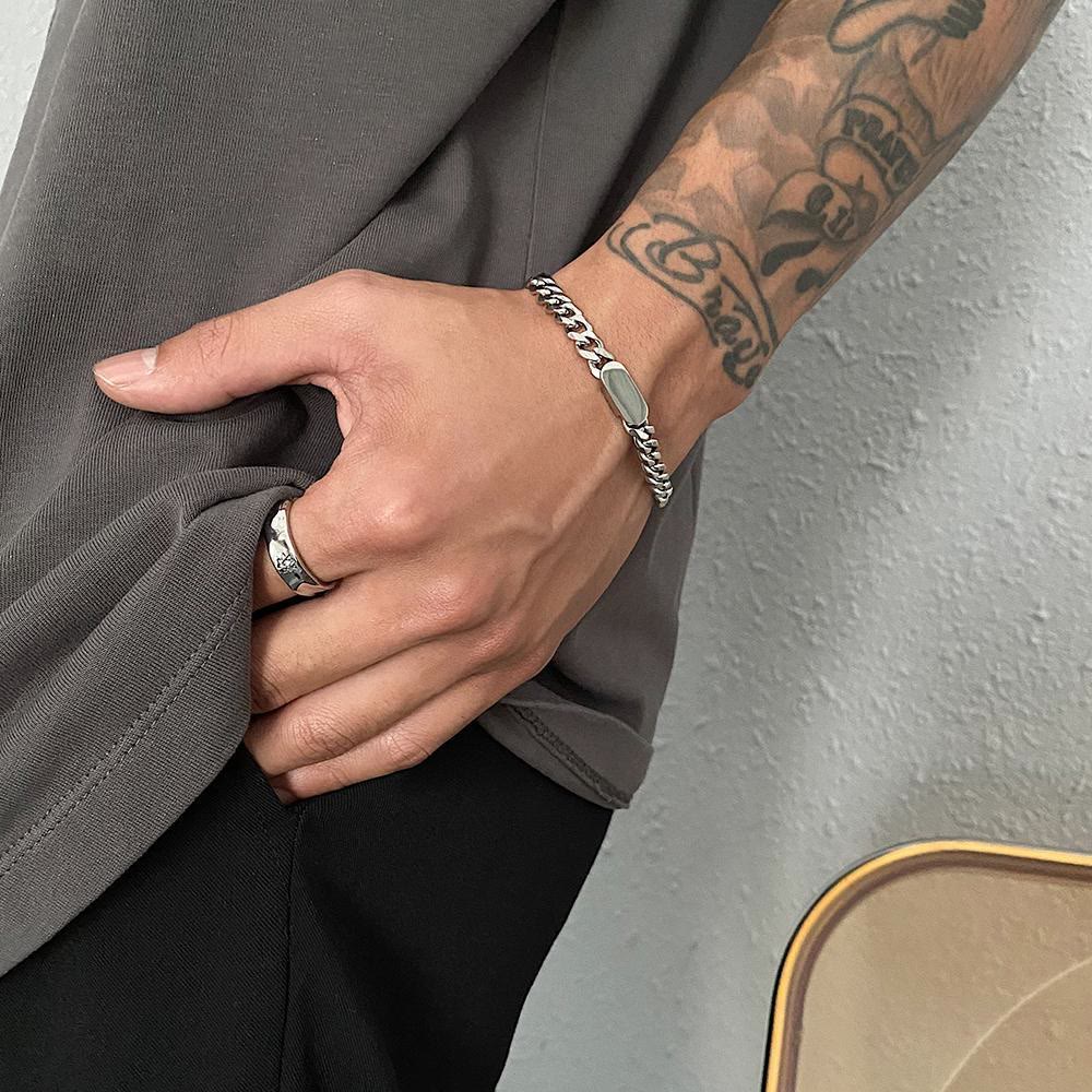 Polished Stainless Steel Cuban Chain Bracelet