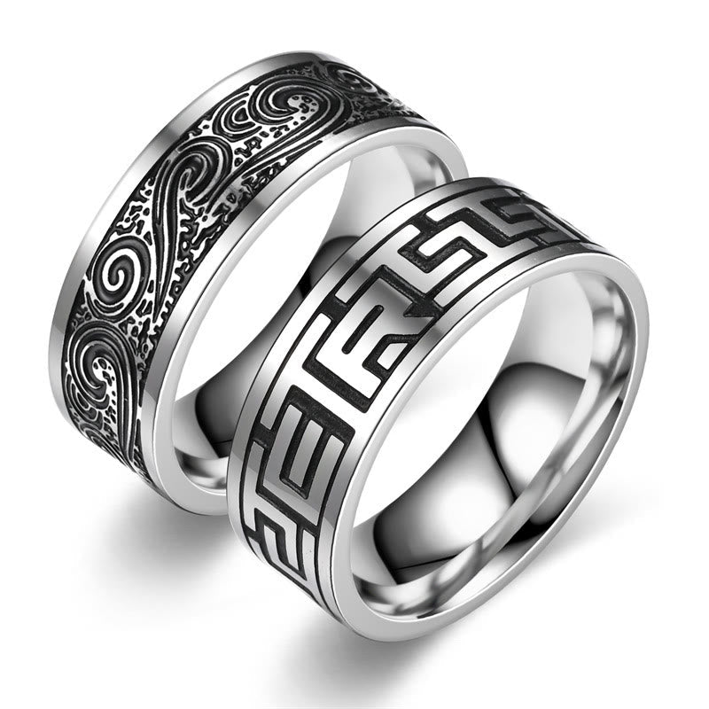 Retro Engraved Stainless Steel Band Ring