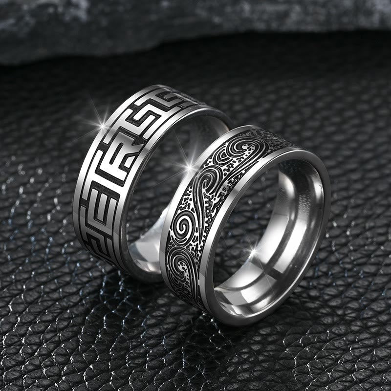 Retro Engraved Stainless Steel Band Ring