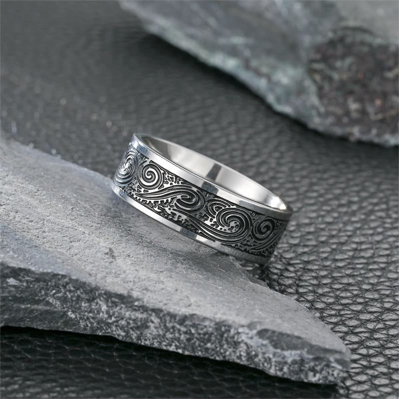 Retro Engraved Stainless Steel Band Ring