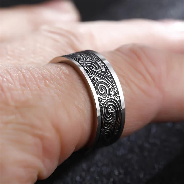Retro Engraved Stainless Steel Band Ring