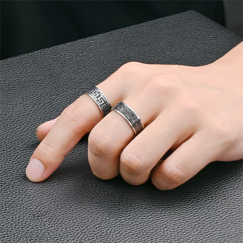 Retro Engraved Stainless Steel Band Ring