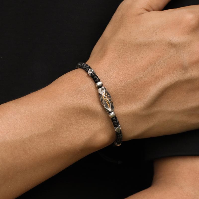 Handcrafted 925 Silver Wish Emblem Hammered Bracelet