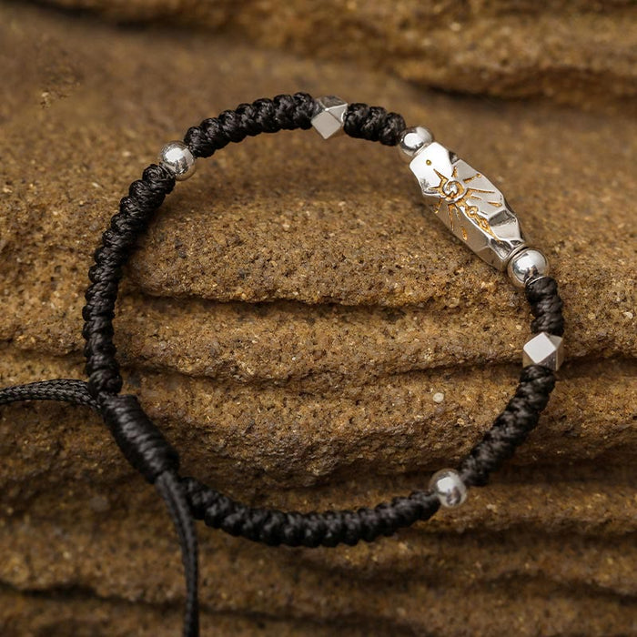 Handcrafted 925 Silver Wish Emblem Hammered Bracelet