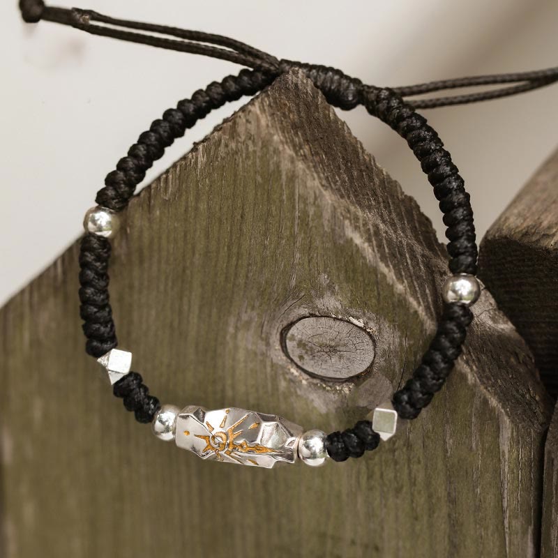 Handcrafted 925 Silver Wish Emblem Hammered Bracelet