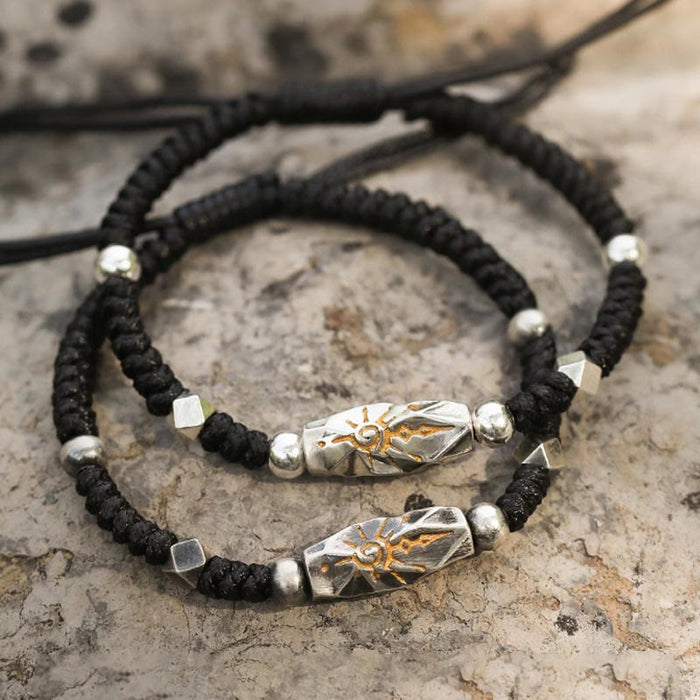Handcrafted 925 Silver Wish Emblem Hammered Bracelet