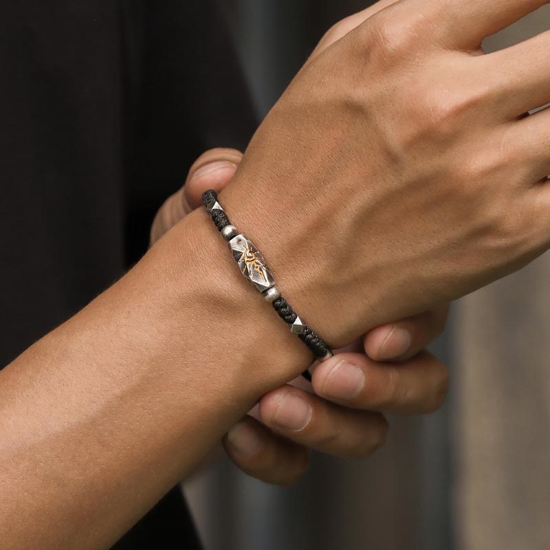 Handcrafted 925 Silver Wish Emblem Hammered Bracelet