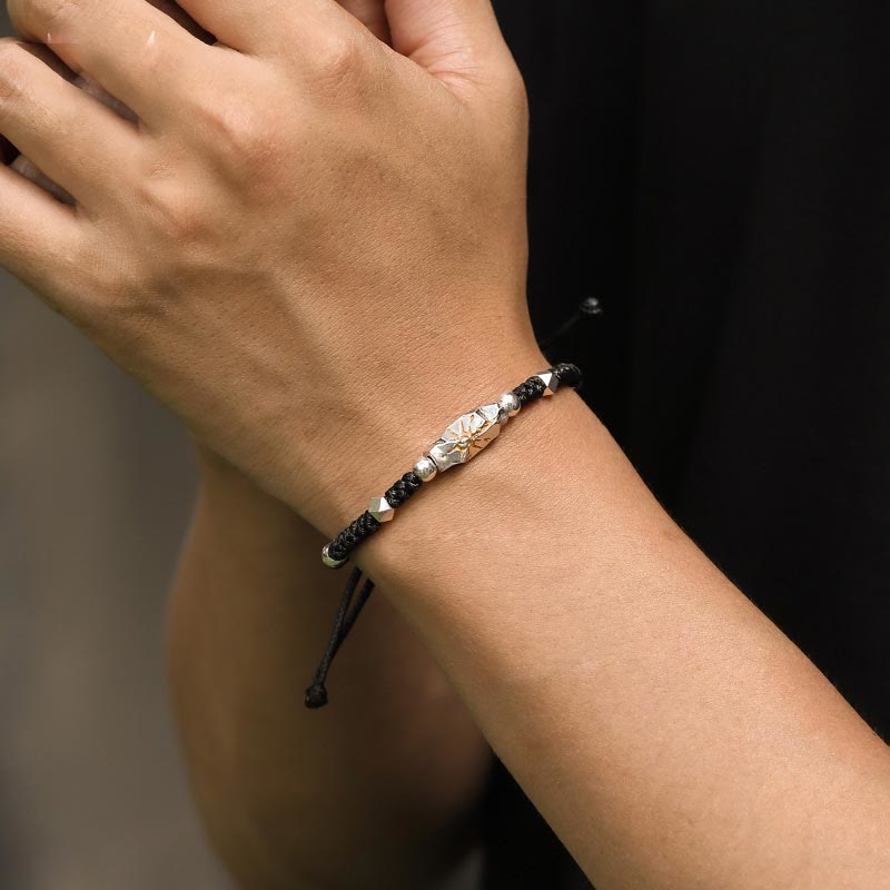 Handcrafted 925 Silver Wish Emblem Hammered Bracelet