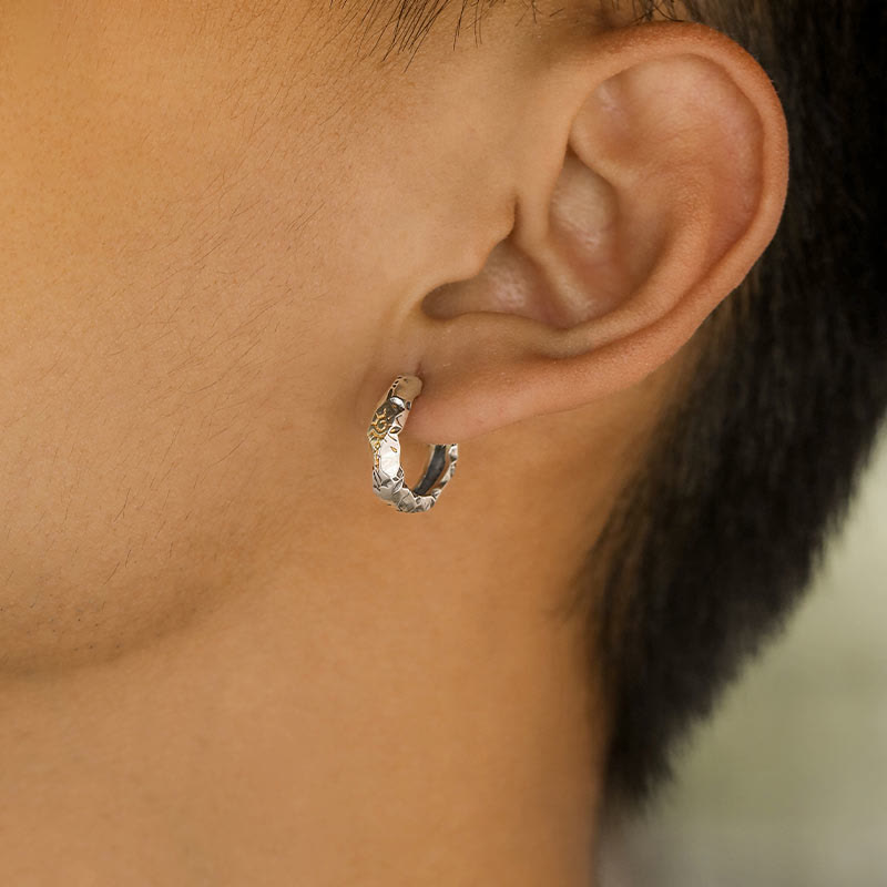 Handcrafted 925 Silver Wish Emblem Hammered Earrings