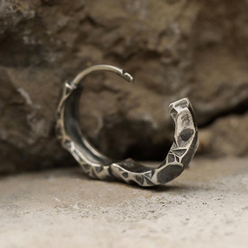 Handcrafted 925 Silver Wish Emblem Hammered Earrings