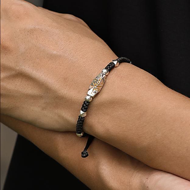 Handcrafted 925 Silver Wish Emblem Hammered Bracelet