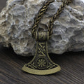 Hand-Forged Pirate Viking Axe Rune Necklace