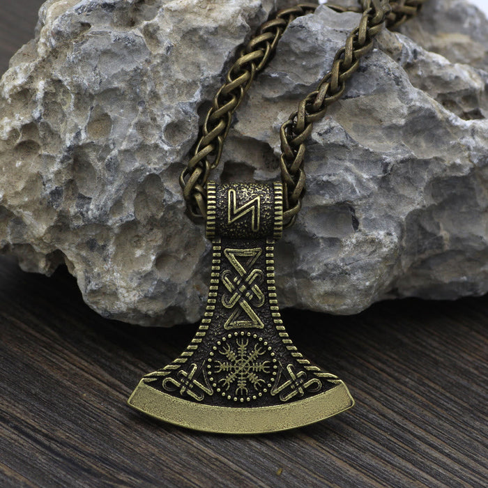Hand-Forged Pirate Viking Axe Rune Necklace