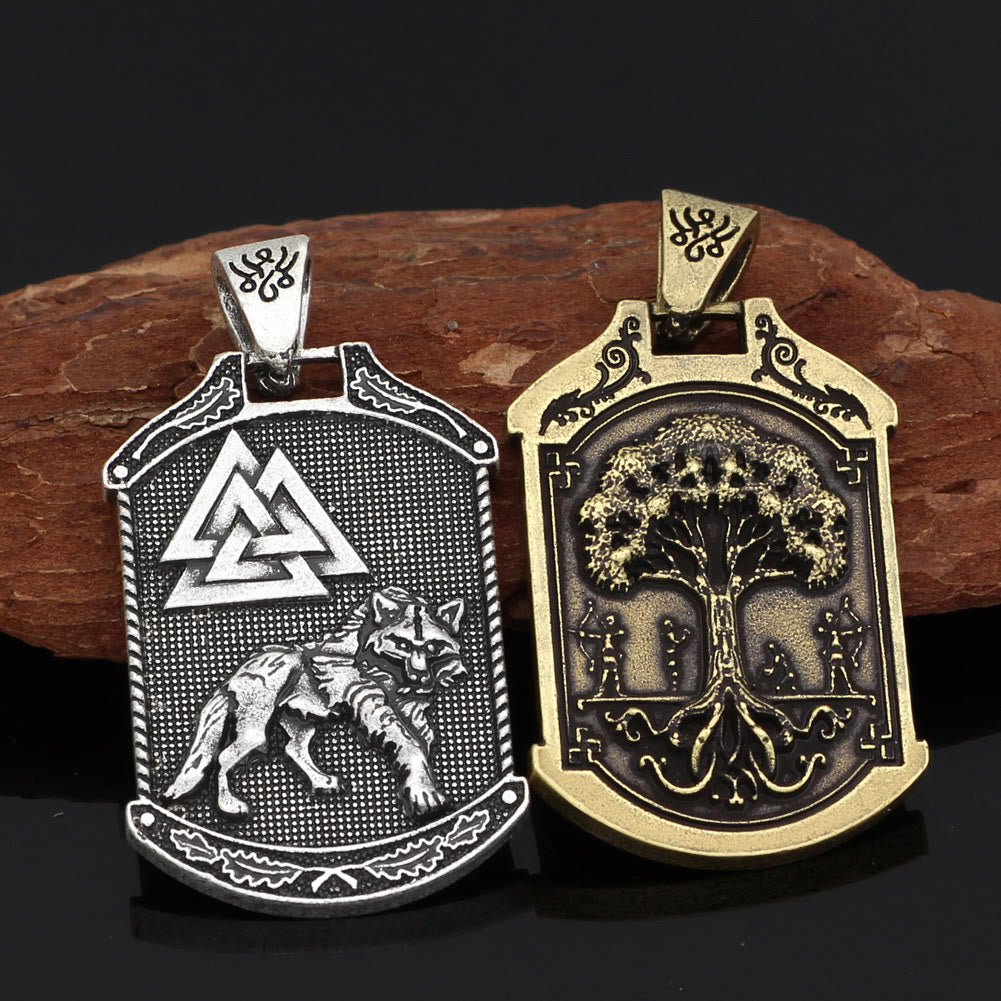 Celtic Wolf Odin's Symbol Yggdrasil Necklace