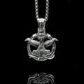 Handcrafted 925 Silver Mjolnir Huginn and Muninn Necklace