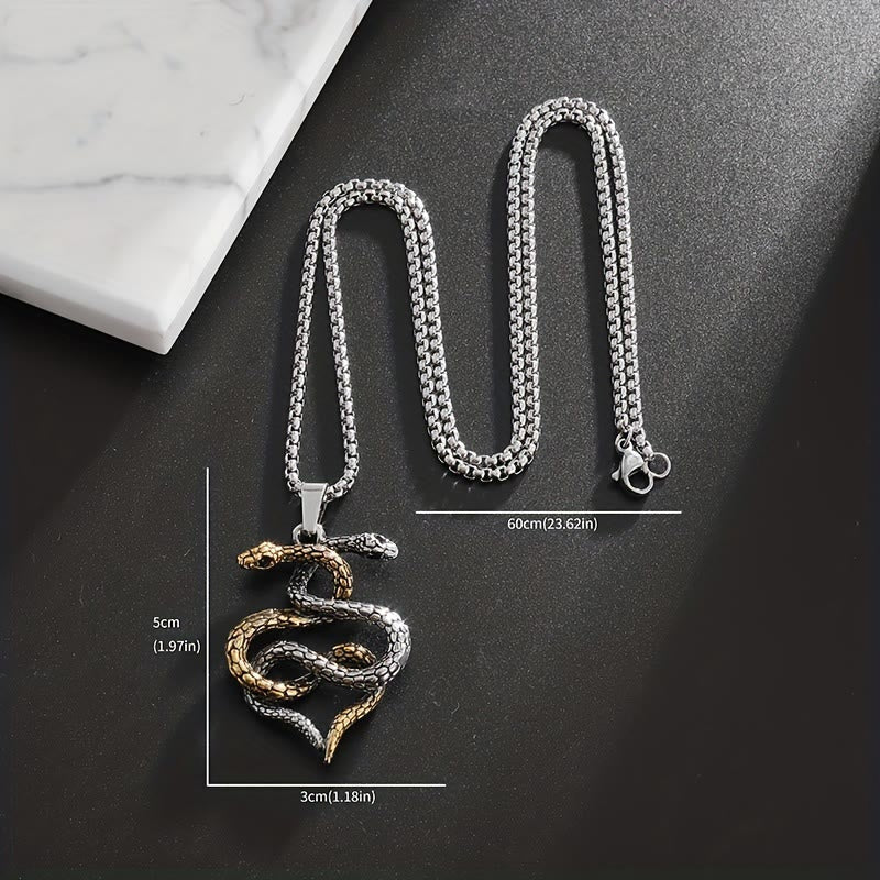 Dual Toned Intertwined Snake Amulet Necklace