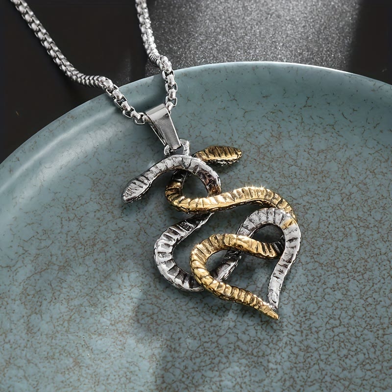 Dual Toned Intertwined Snake Amulet Necklace