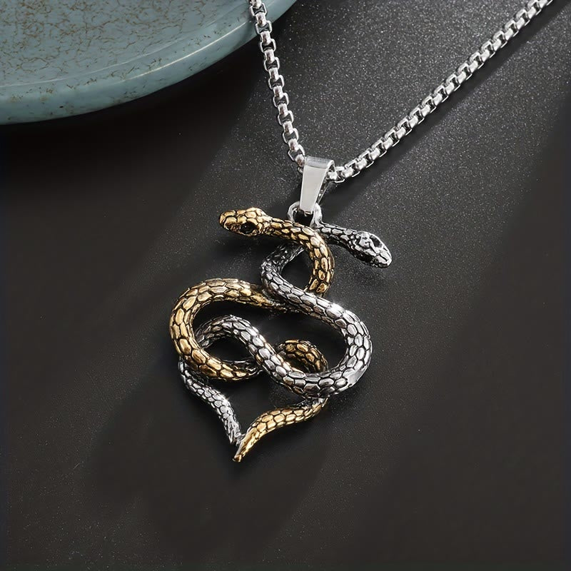 Dual Toned Intertwined Snake Amulet Necklace