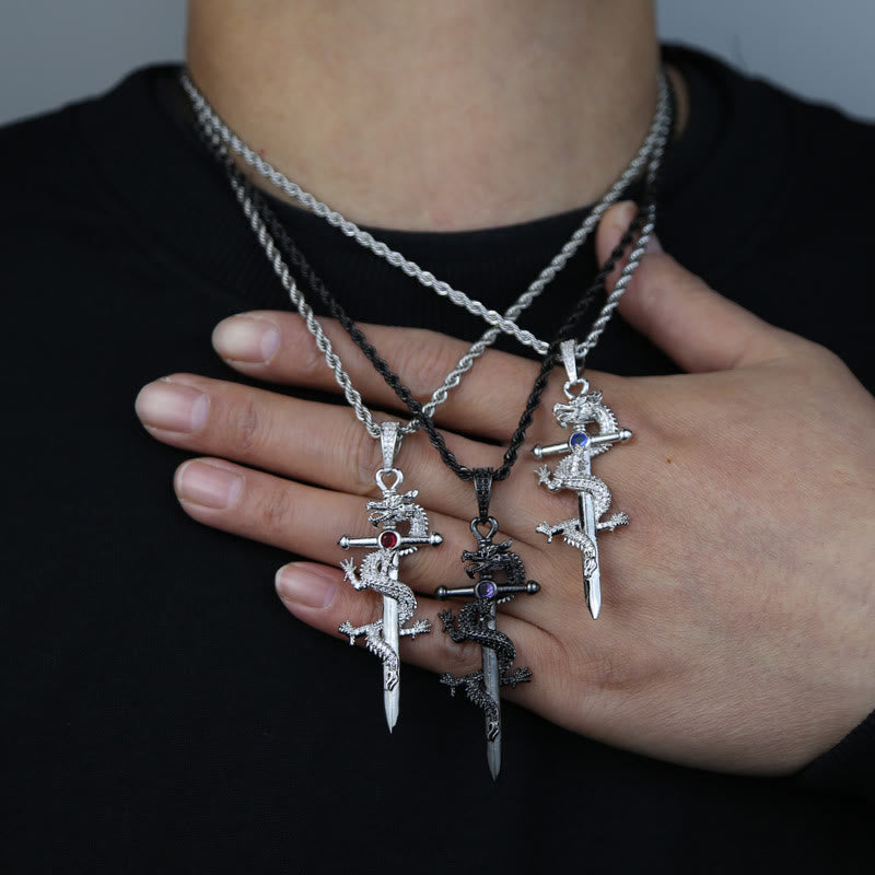 Odin's Sword Dragon Zircon Necklace